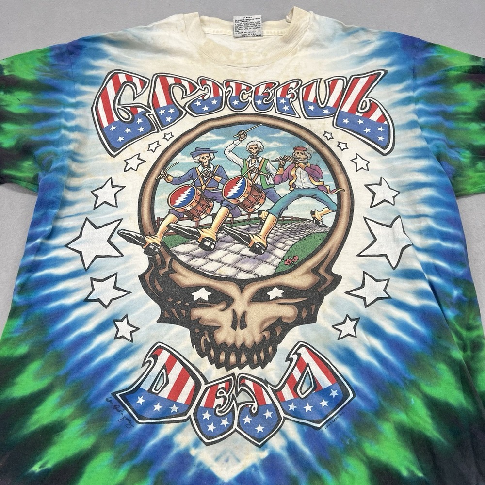Vintage Grateful Dead Shirt 'Wave That Flag' Revolutionary 1993 Liquid Blue RARE
